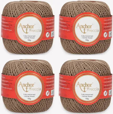 Produktbild von 4x Anchor Freccia 12 – Feines Baumwollgarn für filigranes Häkeln (Color 00392)