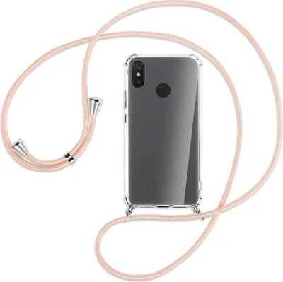 Produktbild von Handykette Backcover-Schutzhülle mit Band (Metall goldfarben) für Xiaomi Mi Max 3 - rose peach