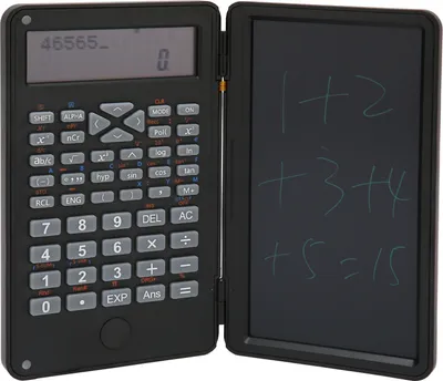 Obrázok produktu pre Prenosná kalkulačka s poznámkovým blokom, 10-miestny LCD displej, vedecká kalkulačka pre školu, kanceláriu, stretnutia a rodinu, čierna farba