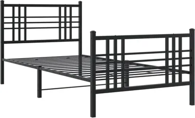 Produktbild von Bettgestell mit Kopf- und Fußteil Metall Schwarz 90x200 cm