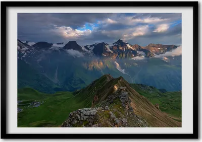 Produktbild von Bild - Bilderrahmen - 100 cm x 70 cm - MDF - Rahmen - Foto - Wandkunst Spitzen der Berge