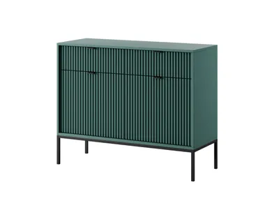 Produktbild von Kommode NOVUM Labrador 104 × 83 × 39 cm – Sideboard mit 2 Türen, 2 Schubladen und schwarzem Metallgestell