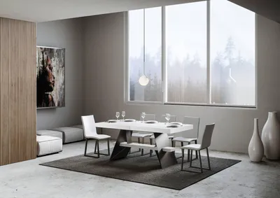 Productafbeelding van ITAMOBY - Uittrekbare eettafel 180/284x90 cm, wit beukenfineer, zwarte poten