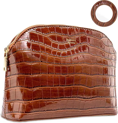 Produktbild von Reisekosmetiktasche Braun Kunstleder + Spiegel
