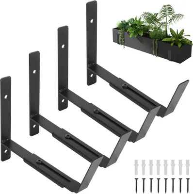 Zdjęcie produktu dla 4 sztuki balkonowych kwietników, regulowane uchwyty do roślin na parapecie, 15-30 cm, wsporniki do donic balkonowych do balustrad, ścian i półek