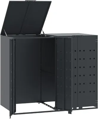 Produktbild von Mülltonnenbox GORILO für 2 Tonnen Anthrazit 138x79x117 cm Stahl | Mülltonnenverkleidung 2er Mülltonnenhaus