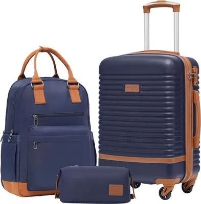 Image de COOLIFE Valise Trolley Set de bagages à main 3pcs ABS coque dure 4 roulettes serrure TSA