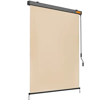 Produktbild von Yaheetech Senkrechtmarkise Außen 154,5 x 250 cm Außenrollo Wetterfest, Balkonrollo mit Kurbelbedienung, Vertikales Sonnensegel Rollo, Beige