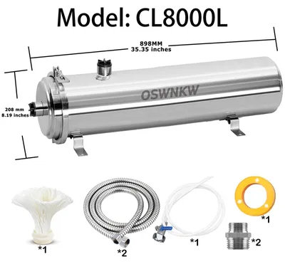 Immagine prodotto di Filtro centrale per l'acqua domestica - CL8000L. Prefiltro - Ultrafiltrazione 0,01 µm - Acciaio inossidabile SUS304, DN25 - Portata: 8 litri/minuto - Durata: 5 anni - Funzionamento senza elettricità