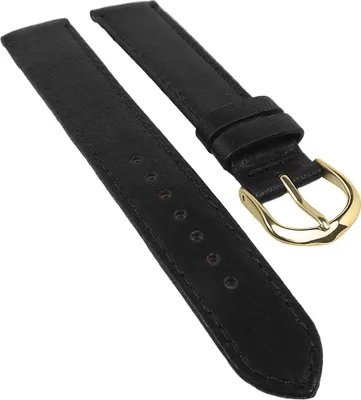 Produktbild von Herzog Lamm-Nappa Uhrenarmband | weiches Leder schwarz 32302, Stegbreite:20mm, Schließe:Gelbgolden