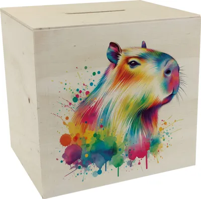 Produktbild von Capybara Aquarell Spardose aus Holz