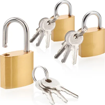 Produktbild von com-four® 3x Vorhängeschloss mit Schlüsseln aus massivem Metall - Sicherheitsschloss mit gehärtetem Bügel - Kellerschloss 25mm - Bügelschloss für Haushalt, Freizeit, Arbeit
