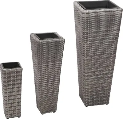 Produktbild von Cloris Designermöbel Garten-Hochbeet 3-tlg. Poly Rattan Grau 2024 Neu
