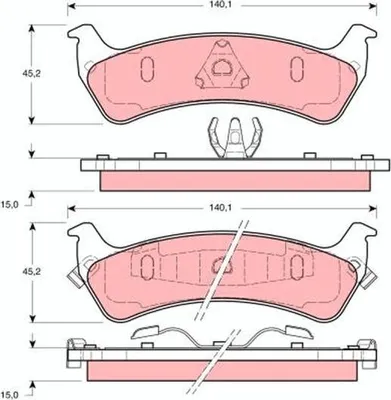 Produktbild von TRW Bremsbeläge Satz Hinten für JEEP Grand Cherokee I (ZJ, ZG) GDB1238