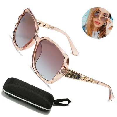 Produktbild von Polarisierte Damen-Sonnenbrille, quadratisch, funkelnd, Verbundwerkstoff, glänzend, B2289, Oversized,gradient brown