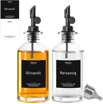 Immagine prodotto di Set di contenitori in vetro per olio e aceto - 2 pezzi - 350 ml - acciaio inossidabile