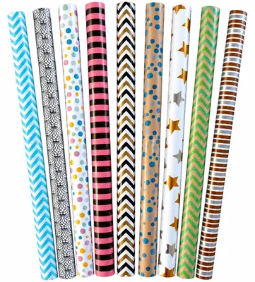 Produktbild von Benza Geschenkpapier – 5 Rollen, Geschenkpapier mit 9 fröhlichen Motiven – 200 x 70 cm