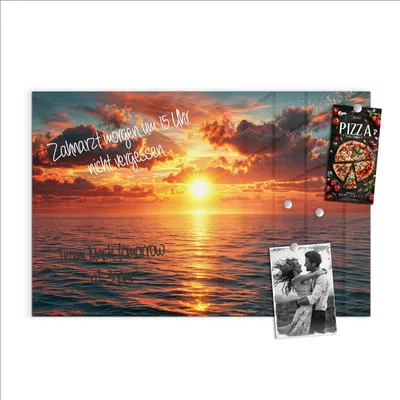 Produktbild von Magnettafel 90x60cm Pinnwand Whiteboard beschreibbar - Sonnenuntergang Meer