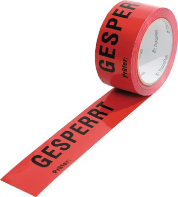 Produktbild von TransPak Warnklebeband PP Gesperrt L 66 m, B 50 mm, rot Rl.