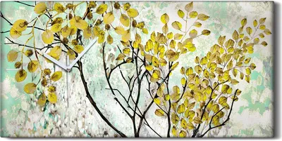 Produktbild von Wandbild Leinwand Bilder Wanduhr 60x30 Malerei Baum Zweige Blätter Kunst - weiße Hände