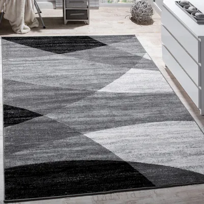 Image de Tapis de salon, motifs modernes, poils courts intemporels avec motif géométrique, dimensions 160 x 220 cm