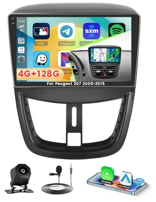Immagine prodotto di Autoradio 4G+64G Android 15, compatibile con Peugeot 207 (2006-2015), display touchscreen da 9 pollici con CarPlay e Android Auto