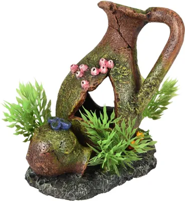 Produktbild von Flamingo Aquarium Dekoration Moza Krug + Pflanze, Maße: 11 x 8 x 11 cm