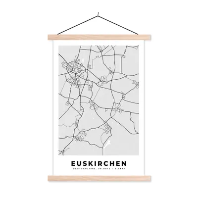 Produktbild von MuchoWow® Textilposter Euskirichen - Stadtplan - Karte - Deutschland 120x180 cm mit holzfarbenen Rahmen - Textil-Plakat