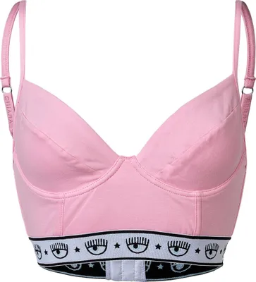 Obrázek produktu pro CHIARA FERRAGNI Dámská podprsenka, bralette - s kosticemi, pásek s logem, bavlněná elastická růžová S
