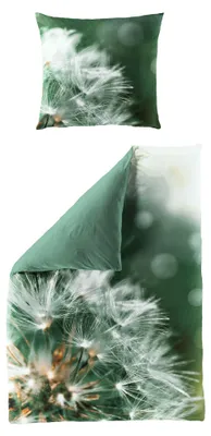 Produktbild von JACK by Bierbaum Mako Satin Bettwäsche 135x200cm Digitaldruck 2 tlg. Pusteblume Grün Olive