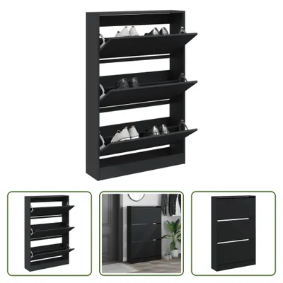 Obrázok produktu pre The Living Store Botník čierny 80x21x125,5 cm materiál na báze dreva
