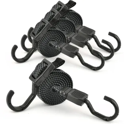 Productafbeelding van Spanningsriemen met haken, 4 stuks, verstelbaar, plat, 50-100 cm, zwart
