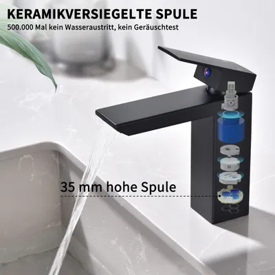 Zdjęcie produktu dla Homelody bateria łazienkowa – wodospadowa bateria umywalkowa ze stali nierdzewnej, bateria mieszająca do umywalki, kran do umywalki łazienkowej