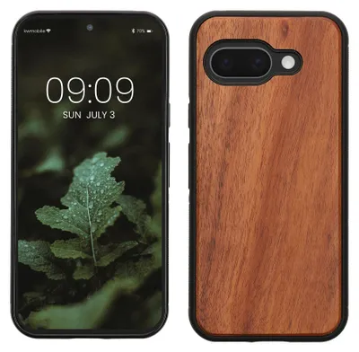 Produktbild von kwmobile Handyhülle für Google Pixel 9a Hülle Holz - Case mit TPU Bumper - Stoßfestes Hardcase - Schutzhülle Cover in Vintage Braun Braun