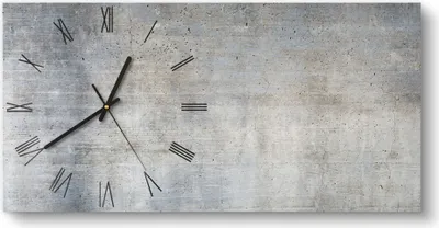 Produktbild von DEQORI Glasuhr 60x30 cm Römisch 'Unverputzte Zementtextur' Wanduhr Glas Uhr Design leise