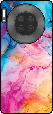 Produktbild von Smartphonica Telefon Fall geeignet für Huawei Mate 30 mit Regenbogen Acryl Marmor Print - TPU Backcover Fall Regenbogen Acryl Marmor Design