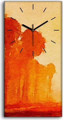Produktbild von Küche Wohnzimmer Wand Leinwand Uhr 30x60 Gemälde Abstraktes Aquarell Wald Bäume - schwarze Hände