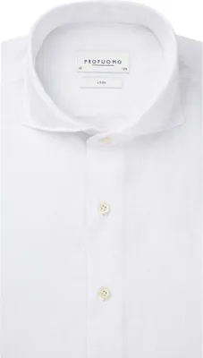 Produktbild von Profuomo Hemd weiß Leinen weit gespreizt einfarbig Slim Fit