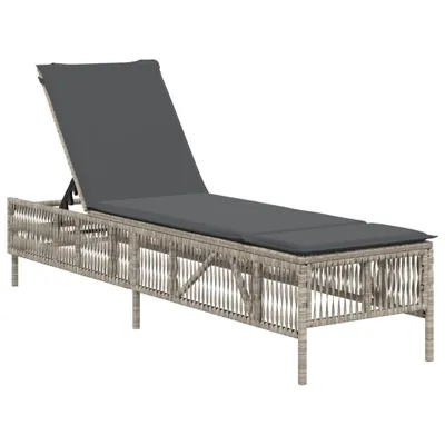 Produktbild von vidaXL Sonnenliege mit Auflage Hellgrau Poly Rattan