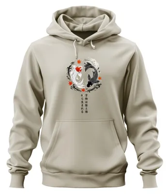 Produktbild von Koi Karpfen Yin Yang Japanisch Zen Japan Y2K Asiatisch Hoodie Kapuzenpullover, Natur, S