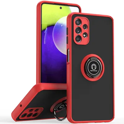 Immagine prodotto di Custodia per Samsung Galaxy A32 5G opaca traslucida in TPU con supporto ad anello e supporto Rosso