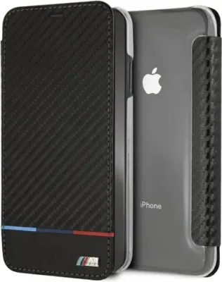 Image de Bmw Bmtrbki65Pucartcbkiphone Xs Max Book Czarny/Noir Carbon Tricolor Stripe