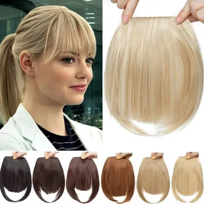 Produktbild von Clip in Extensions Pony Haarteil Kunsthaar Glatt 1 Stück 2 Clips Naturblonde Mischung