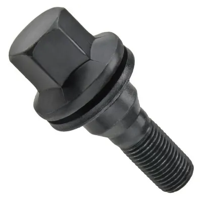 Produktbild von 1x Schwarz Flachbund Radschraube, M12x1.25, Gewindelänge: 19mm SW17, DACROMET
