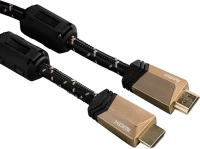 Produktbild von Hama HDMI Kabel 5 Meter Ultra High Speed (Monitorkabel 4K / 8K, 48 Gbit/s, Ultra HD Bildschirmkabel mit eARC, Ethernet, dynamic HDR, Knickschutz, Kabelmantel)
