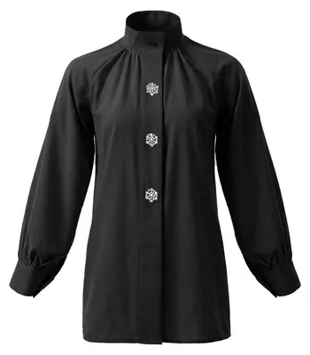 Produktbild von Elegante Langarm-Bluse mit Stehkragen und markanten Knöpfen