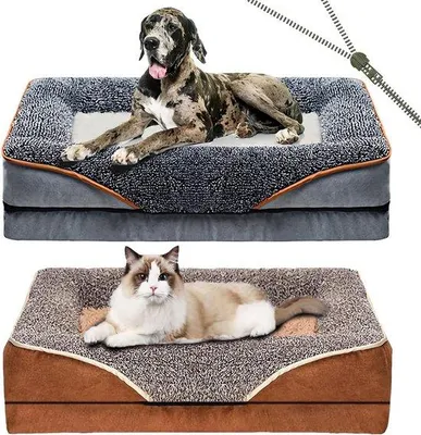 Produktbild von Famanu Hundebett Ergonomisch mit abnehmbarer und waschbarer Hülle - Grau