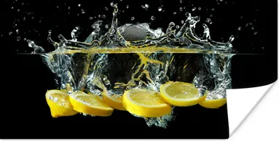 Produktbild von MuchoWow® Poster Zitrone - Frucht - Gelb - Stilleben - Wasser 150x75 cm - ohne Rahmen