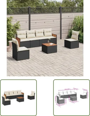 Produktbild von The Living Store 7-tlg. Garten-Sofagarnitur mit Kissen Schwarz Poly Rattan