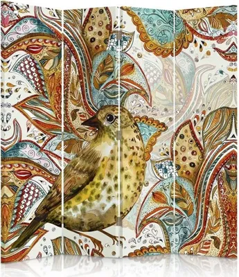 Produktbild von Paravent - Raumteiler Ornamental Leaves - Dekorativer Raumtrenner cm. 145x170 (4 x)